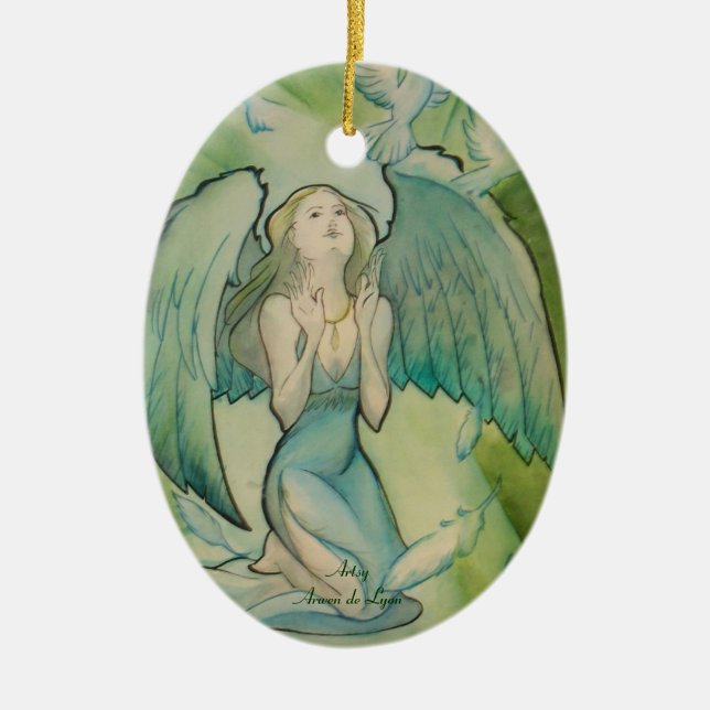 Angel of Peace Ceramic Tree Decoration (Front)