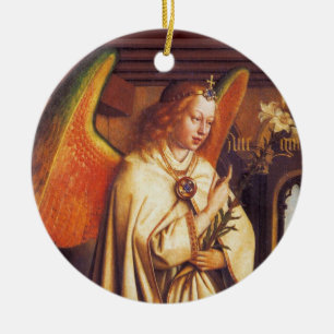 Angel of the Annunciation Red Gemstone Christmas Ceramic Tree Decoration