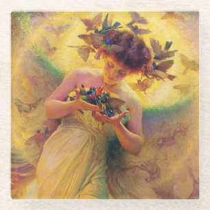 “Angel of the Birds” by Franz Dvorak Glass Coaster