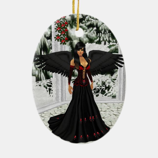 Angel Of The Dark Oval Ornament (Back)
