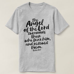 Angel of the Lord Psalm 34:7 Bible Verse Christian T-Shirt