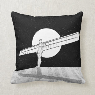 Angel of the North Black and white Cushion