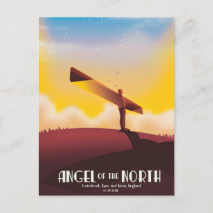 Angel of the North Vintage travel poster. Postcard