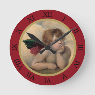 Angel of the Sistine Madonna by Raphael Round Clock