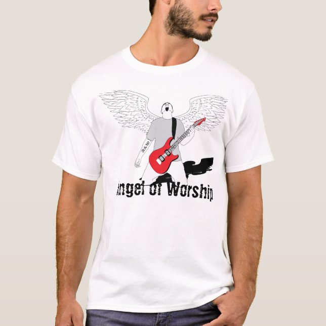 Angel of Worship - Red Guitar T-Shirt (Front)