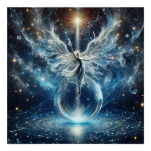 Angel On A Pure Clean Water Bubble In A Blue Lake Poster