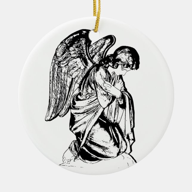 Angel on any colour ceramic tree decoration (Front)