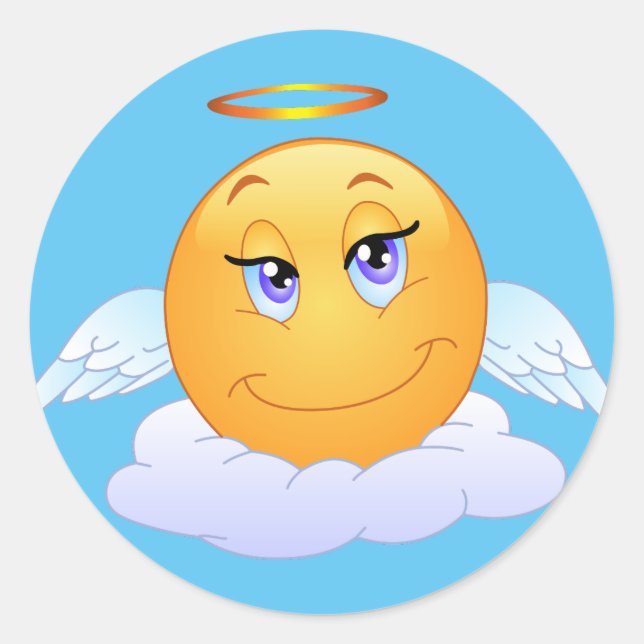 Angel on cloud classic round sticker (Front)