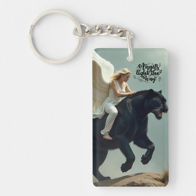 ANGEL ON PANTHER Acrylic Keychain (Front)