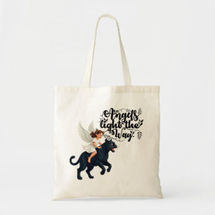 ANGEL ON PANTHER TOTE BAG