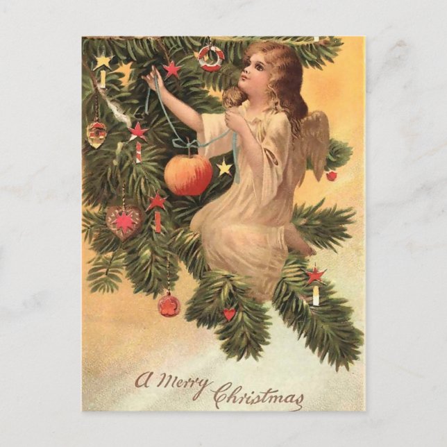 Angel on the Christmas Tree Holiday Postcard (Front)