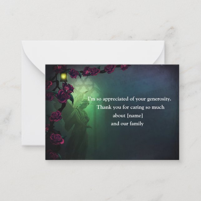 Angel On Window Church Gothic Roses Card (Front)