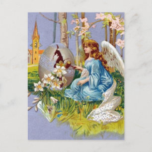 Angel Opening An Easter Egg Holiday Postcard