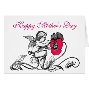 ANGEL PAINTING A PINK FLOWER MOTHER'S DAY