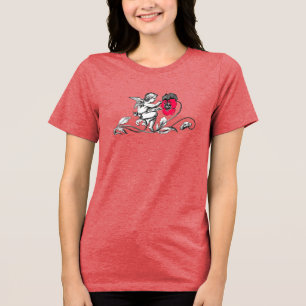 Angel Painting A Pink Flower Tri-Blend Shirt