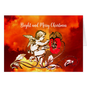 ANGEL PAINTING A RED FLOWER IN THE SKY Christmas