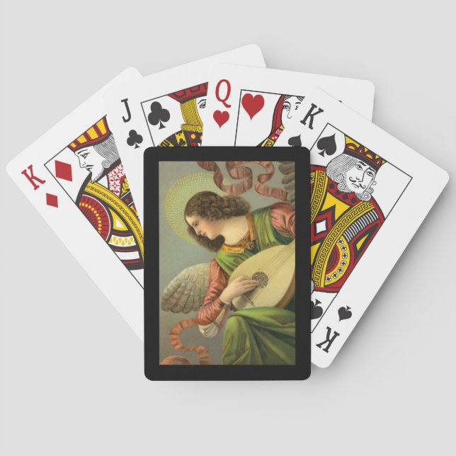 Angel Painting With Mandolin  Playing Cards (Back)
