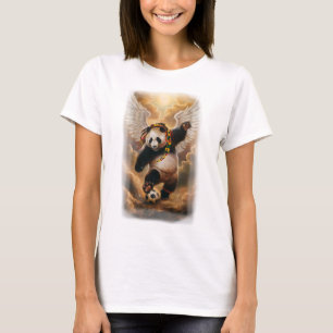 Angel Panda playing Soccer in the Sky on a T-Shirt
