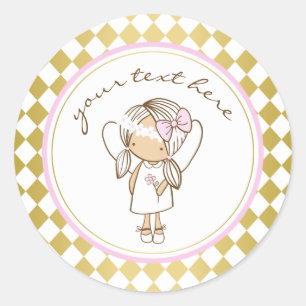 Angel Party Stickers-Gold & Pink Classic Round Sticker