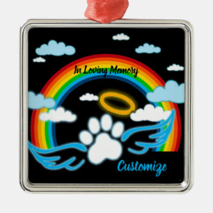 Angel Paws Rainbow Memorial Metal Ornament