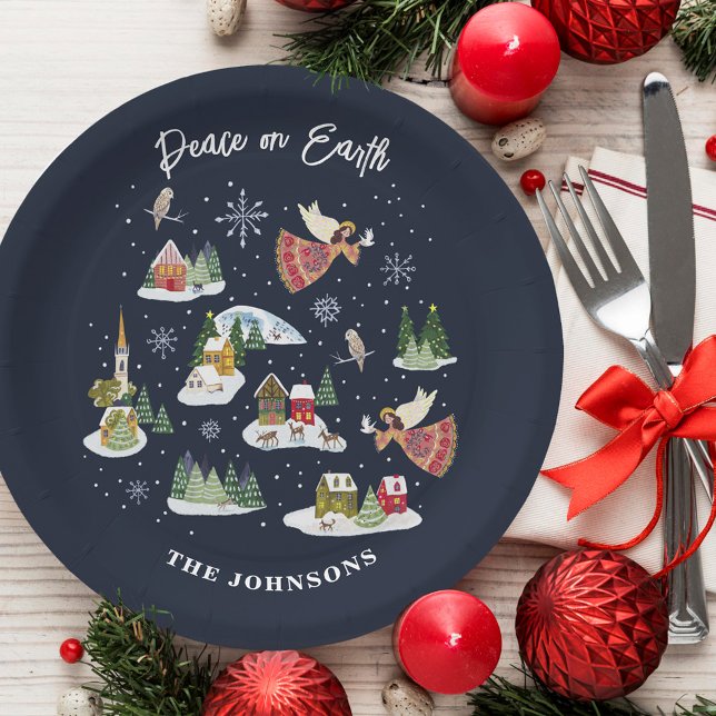 Angel Peace on Earth Christmas Paper Plate (Angel Peace on Earth Christmas Paper Plates)