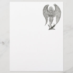Angel , Pencil Art , black and white design Custom Letterhead