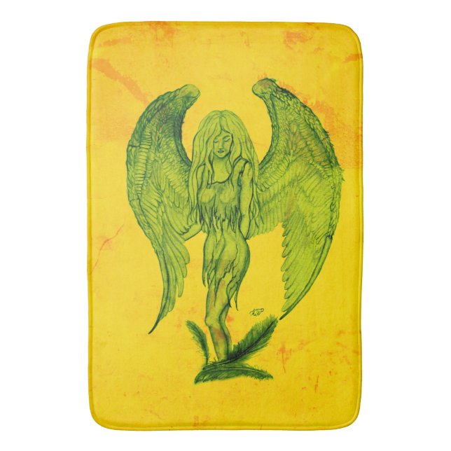 Angel , Pencil Art in Marmor Design Bath Mat (Front Vertical)