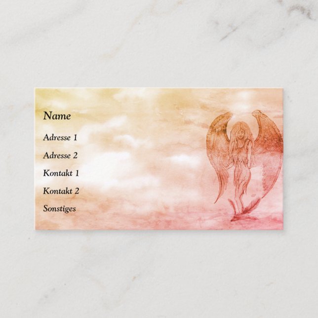 Angel , Pencil Art in Marmor Design Business Card (Front)