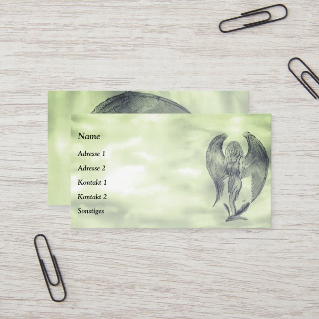 Angel , Pencil Art in Marmor Design  Business Card (Front/Back In Situ)
