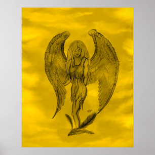 Angel , Pencil Art in Marmor Design Poster