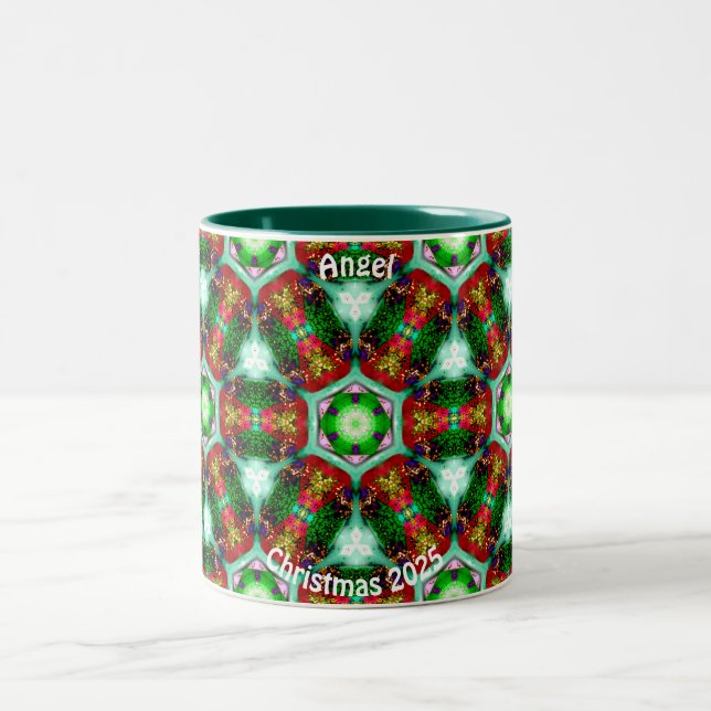 ANGEL~ Personalised Shells for Christmas Fractal ~ Two-Tone Coffee Mug (Center)