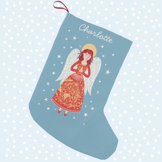 Angel Personalised Small Christmas Stocking (Creator Uploaded)