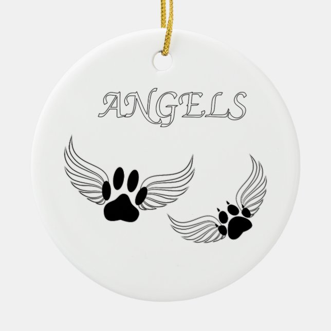 Angel Pet Paws Ceramic Ornament (Front)