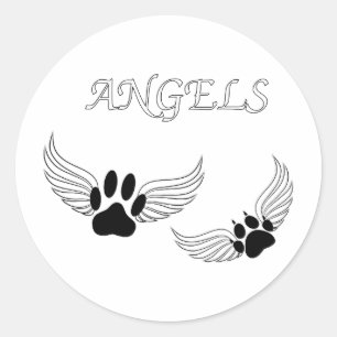 Angel Pet Paws Classic Round Sticker