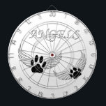 Angel Pet Paws Dartboard<br><div class="desc">The paws of a dog and a cat with wings like angels.
Original design in black and white.</div>