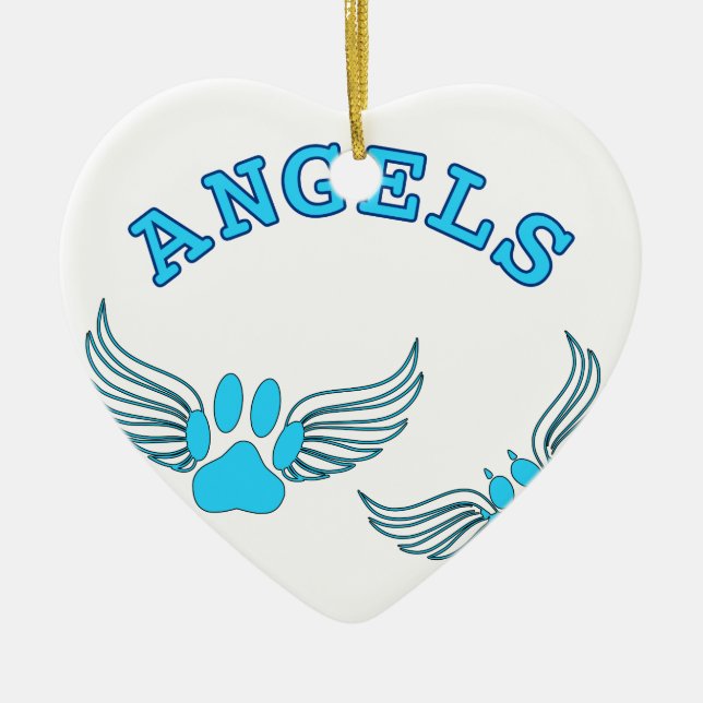 Angel Pet Paws In Blue Ceramic Ornament (Front)