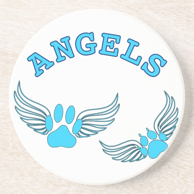 Angel Pet Paws In Blue Coaster (Front)