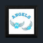 Angel Pet Paws In Blue Gift Box<br><div class="desc">The paws of a dog and a cat with wings like angels.  Original design in black and blue.</div>