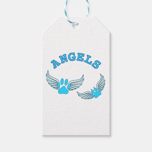 Angel Pet Paws In Blue Gift Tags (Front)