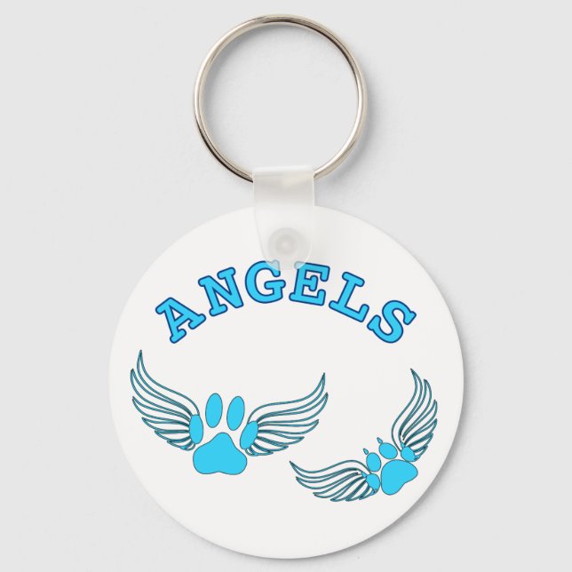 Angel Pet Paws In Blue Key Ring (Front)