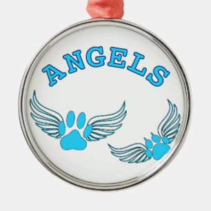 Angel Pet Paws In Blue Metal Tree Decoration