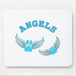 Angel Pet Paws In Blue Mouse Pad