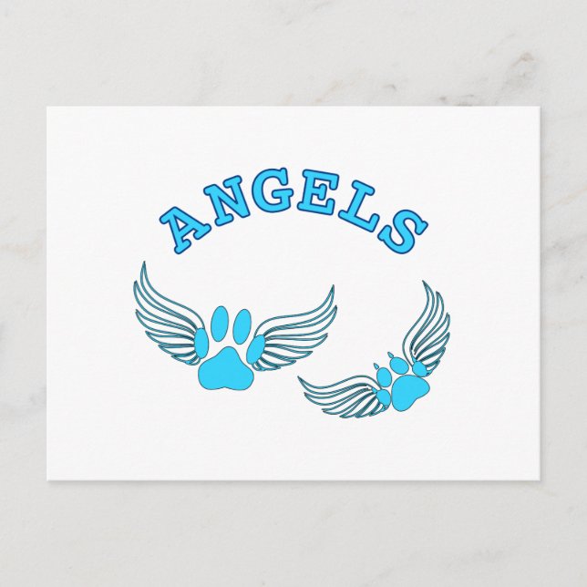 Angel Pet Paws In Blue Postcard (Front)