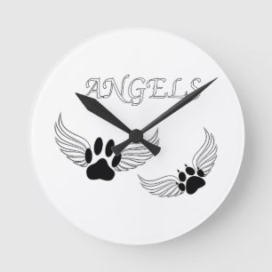 Angel Pet Paws Round Clock
