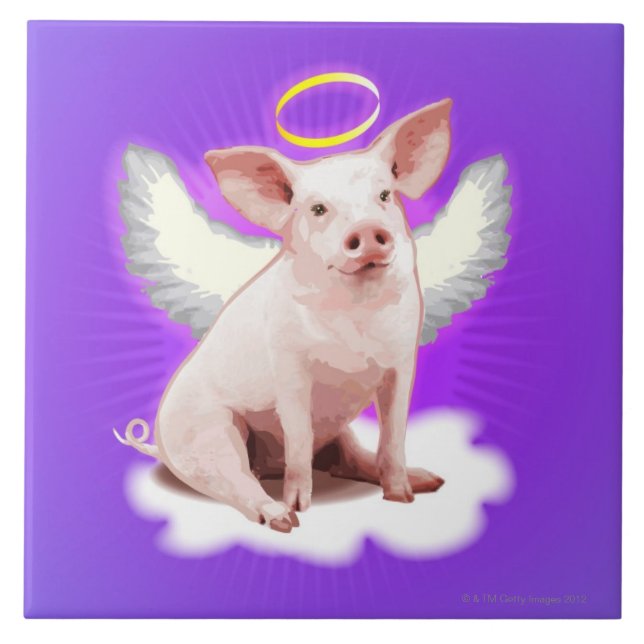 Angel Pig Ceramic Tile (Front)