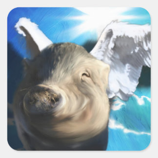 Angel Pig Square Sticker