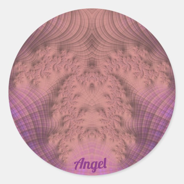 ANGEL~ Pink and Purple ~ Classic Round Sticker (Front)