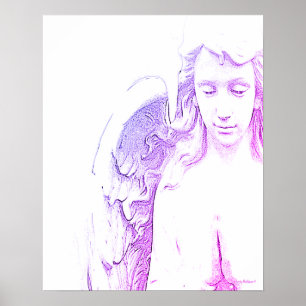 Angel Pink Purple Wings Ombre Wall Art Print