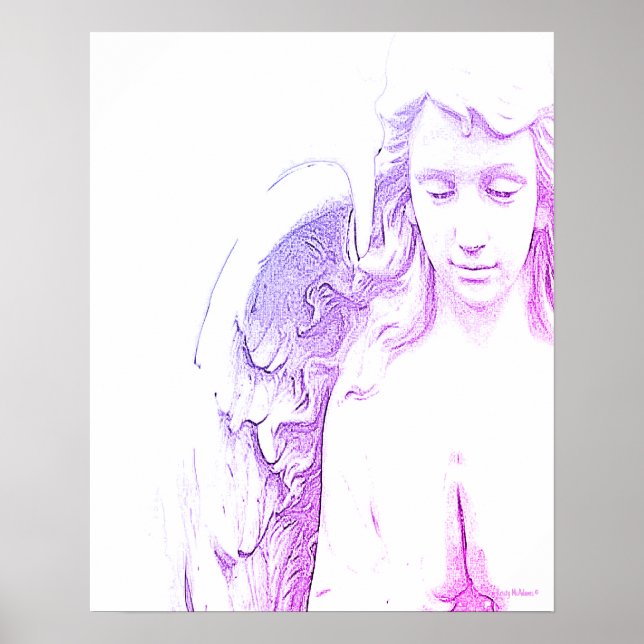 Angel Pink Purple Wings Ombre Wall Art Print (Front)