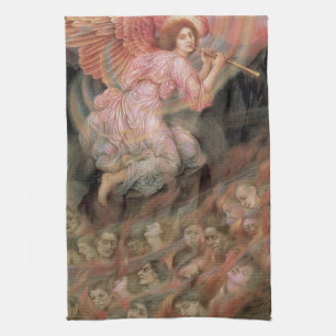 Angel Piping to Souls in Hell by Evelyn De Morgan Tea Towel